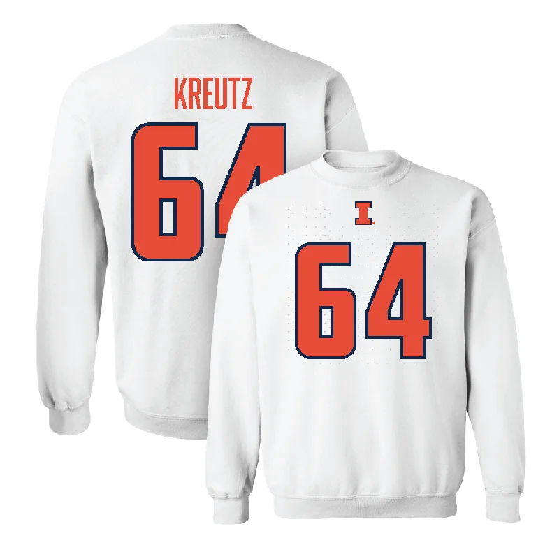 Stylish long sleeve shirts with tropical prints for summer-White Illinois Player Crew    - Josh Kreutz