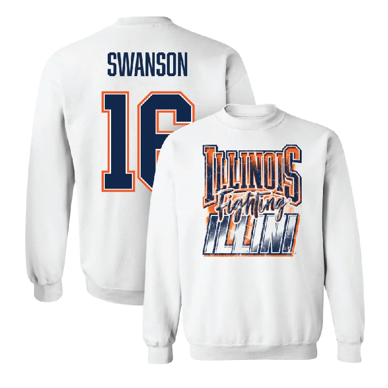 High-quality long sleeve shirts for print designs-White Illinois Graphic Crew    - Cal Swanson