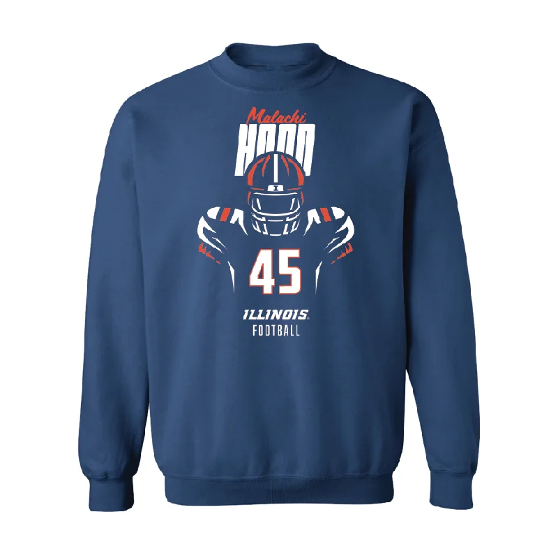 Long sleeve shirts for formal occasions-Navy Illinois Silhouette Crew    - Malachi Hood