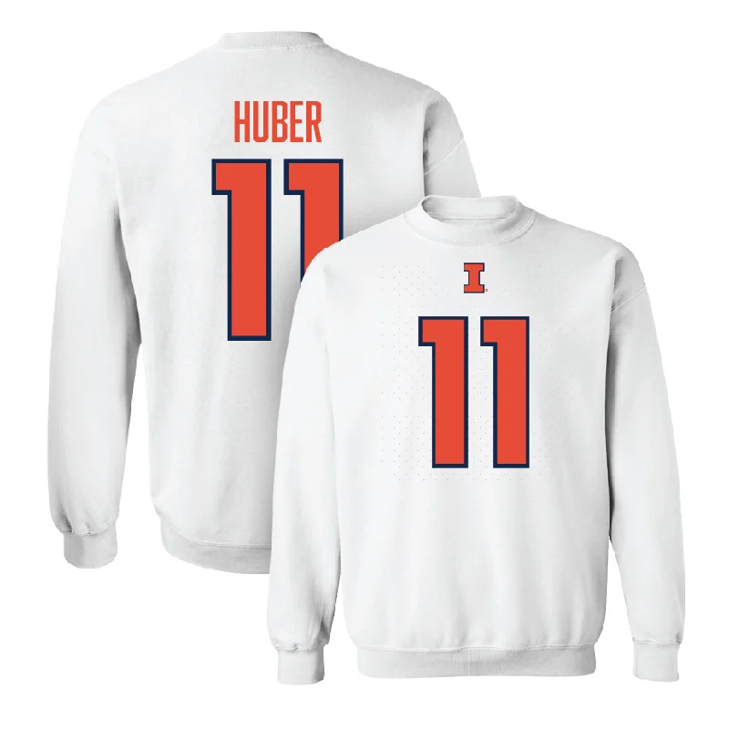 Eco-friendly long sleeve shirts made from organic cotton-White Illinois Player Crew     - Jake Huber