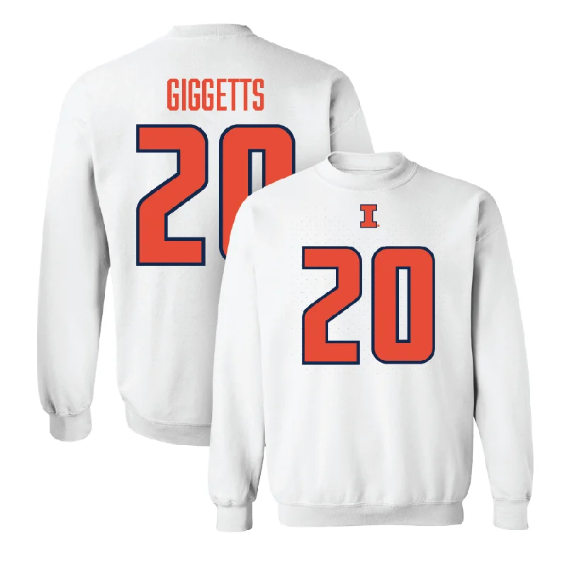 Stylish long sleeve shirts with subtle prints for a sleek look-White Illinois Player Crew     - Morrison Giggetts