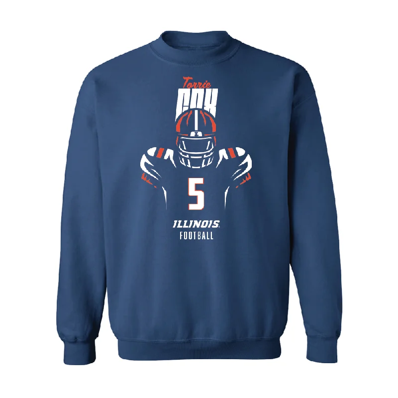 Custom long sleeve shirts for corporate giveaways-Navy Illinois Silhouette Crew    - Torrie Cox