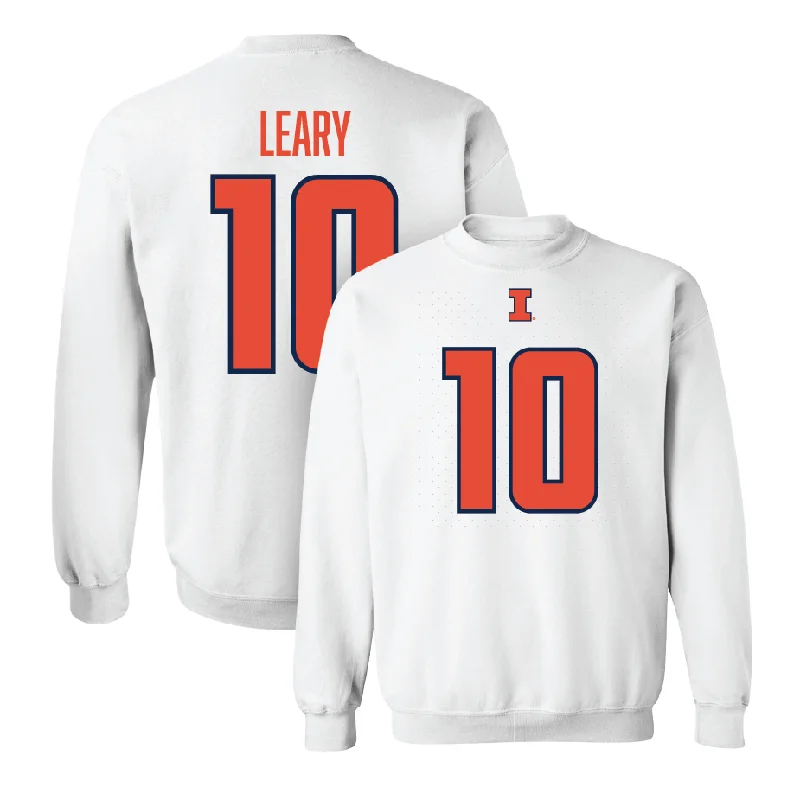 Soft long sleeve shirts for cozy comfort-White Illinois Player Crew     - Donovan Leary