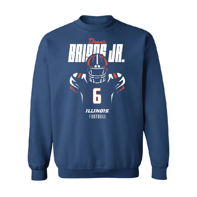 Long sleeve shirts for team uniforms and sports events-Navy Illinois Silhouette Crew  - Dennis Briggs Jr.