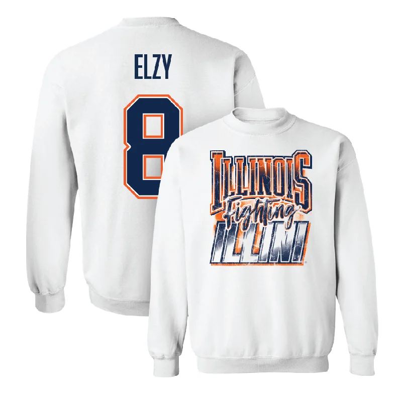 Long sleeve shirts with tie-dye prints for a retro vibe-White Illinois Graphic Crew   - Malik Elzy