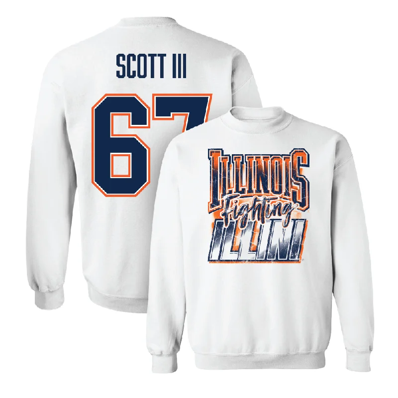 Long sleeve shirts for casual Friday and business-casual attire-White Illinois Graphic Crew    - Steven Scott III