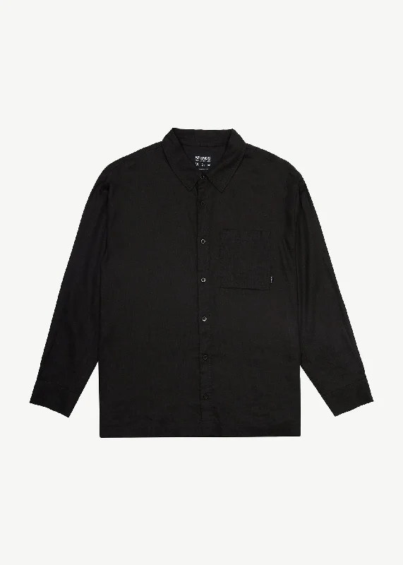 Soft cotton long sleeve shirts for everyday comfort-AFENDS Mens Everyday - Long Sleeve Shirt - Black