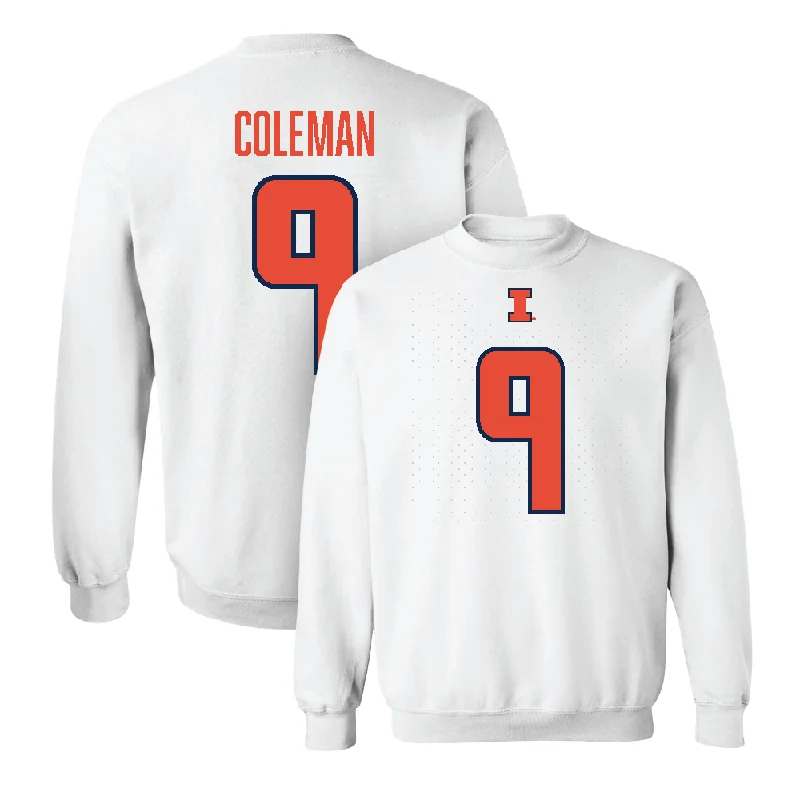 Long sleeve shirts for fitness and yoga activities-White Illinois Player Crew     - Seth Coleman