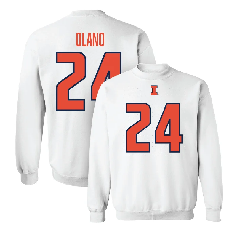 Long sleeve shirts for sports and fitness enthusiasts-White Illinois Player Crew     - David Olano