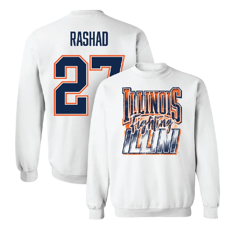 Breathable long sleeve shirts for hot weather-White Illinois Graphic Crew    - Corey Rashad