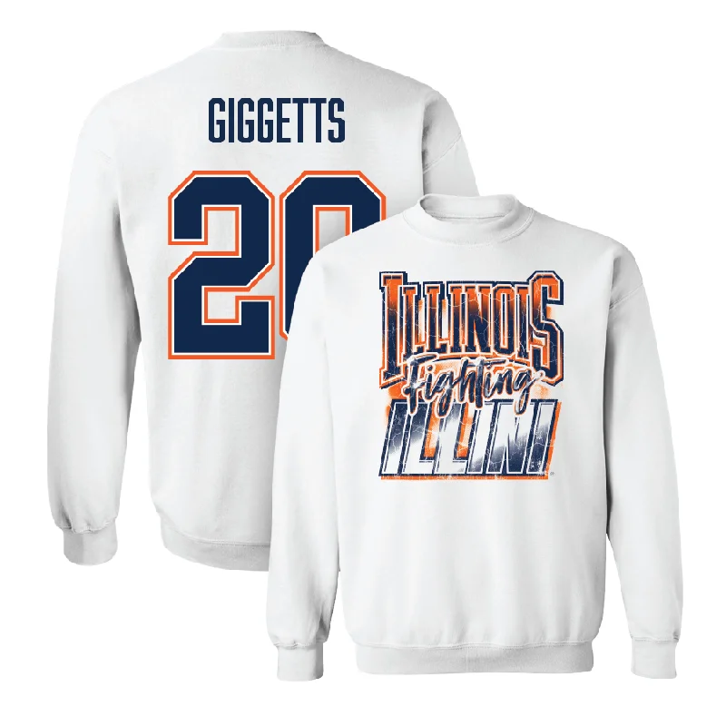 Long sleeve shirts with graphic logos for brand recognition-White Illinois Graphic Crew    - Morrison Giggetts