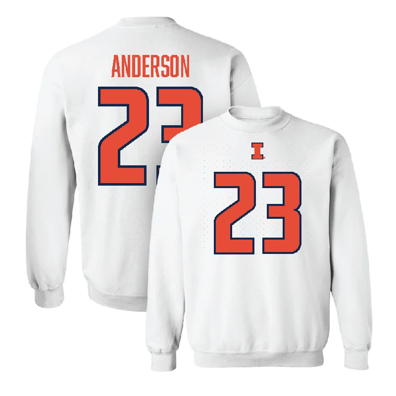 Long sleeve shirts for cool weather and layering-White Illinois Player Crew     - Jordan Anderson