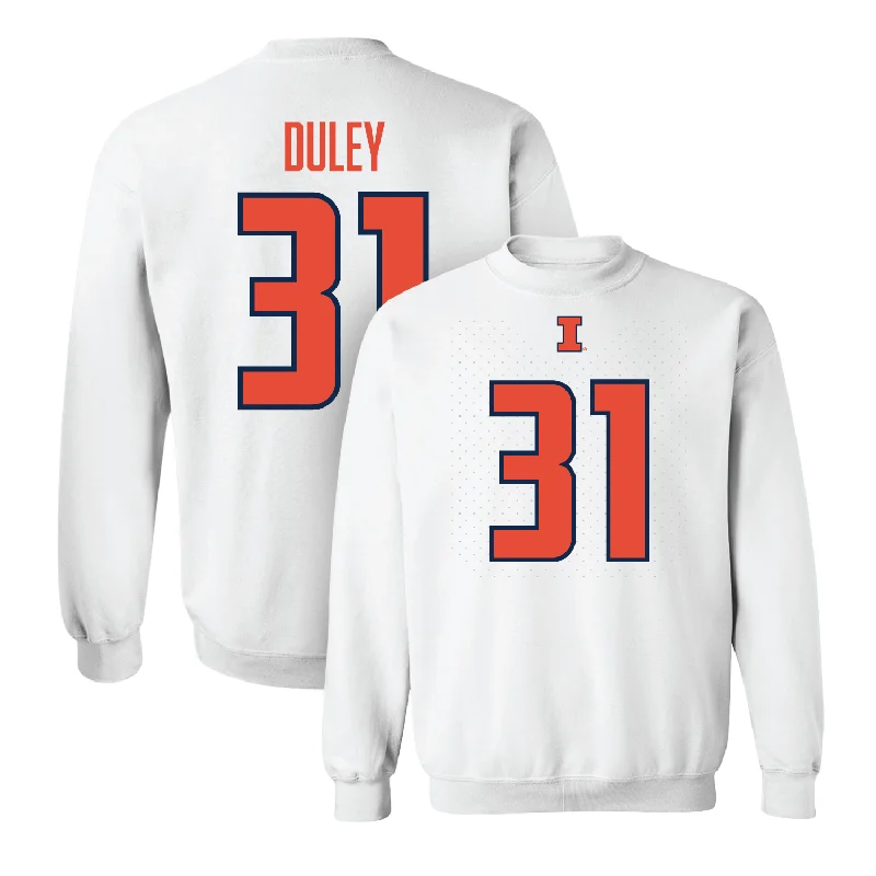 Affordable long sleeve shirts for bulk orders-White Illinois Shirsey Crew - Declan Duley #31