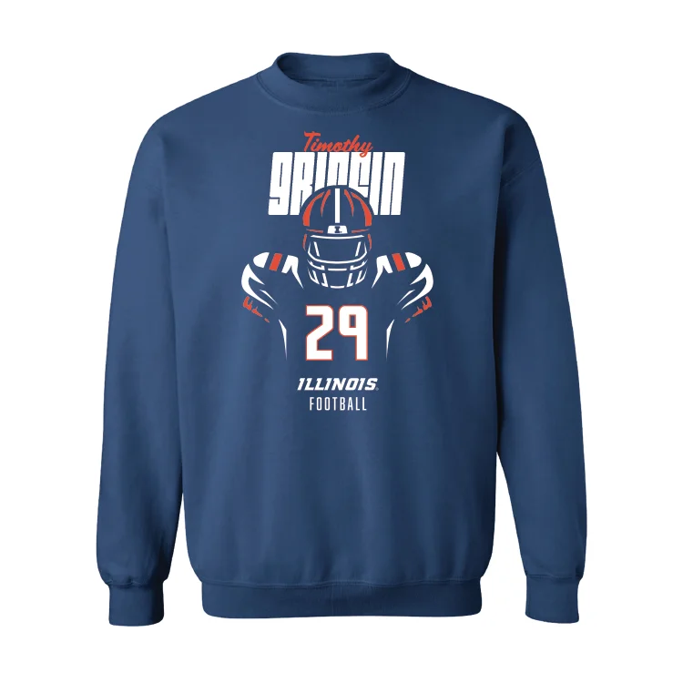 Comfortable long sleeve shirts with moisture-wicking fabric-Navy Illinois Silhouette Crew - Timothy Griffin Jr.  #29