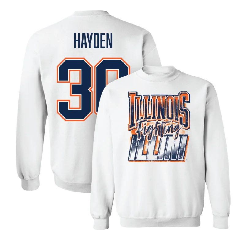 Soft cotton long sleeve shirts for all-day comfort-White Illinois Graphic Crew    - Antwon Hayden