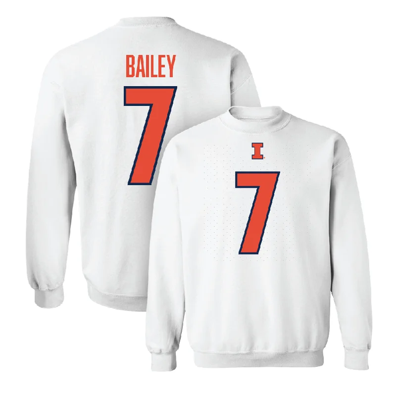 Long sleeve shirts with a relaxed, slouchy fit for comfort-White Illinois Player Crew    - Matthew Bailey