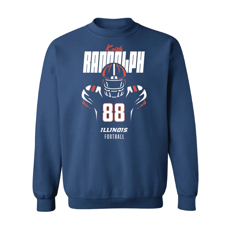 Soft fleece-lined long sleeve shirts for warmth and comfort-Navy Illinois Silhouette Crew - Keith Randolph #88