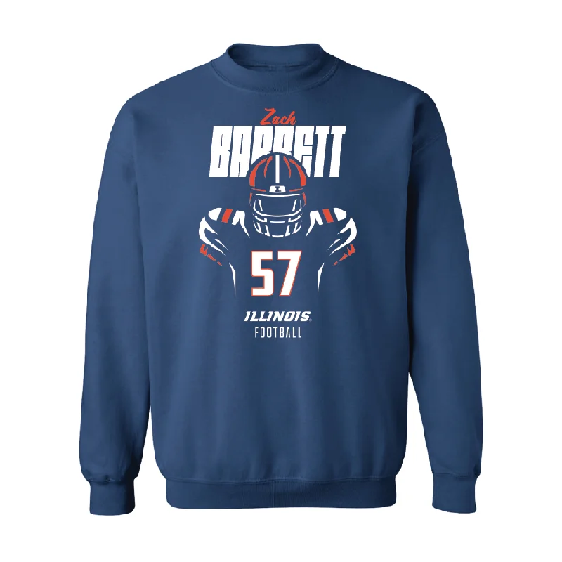 Long sleeve shirts for school uniforms and spirit wear-Navy Illinois Silhouette Crew    - Zach Barrett