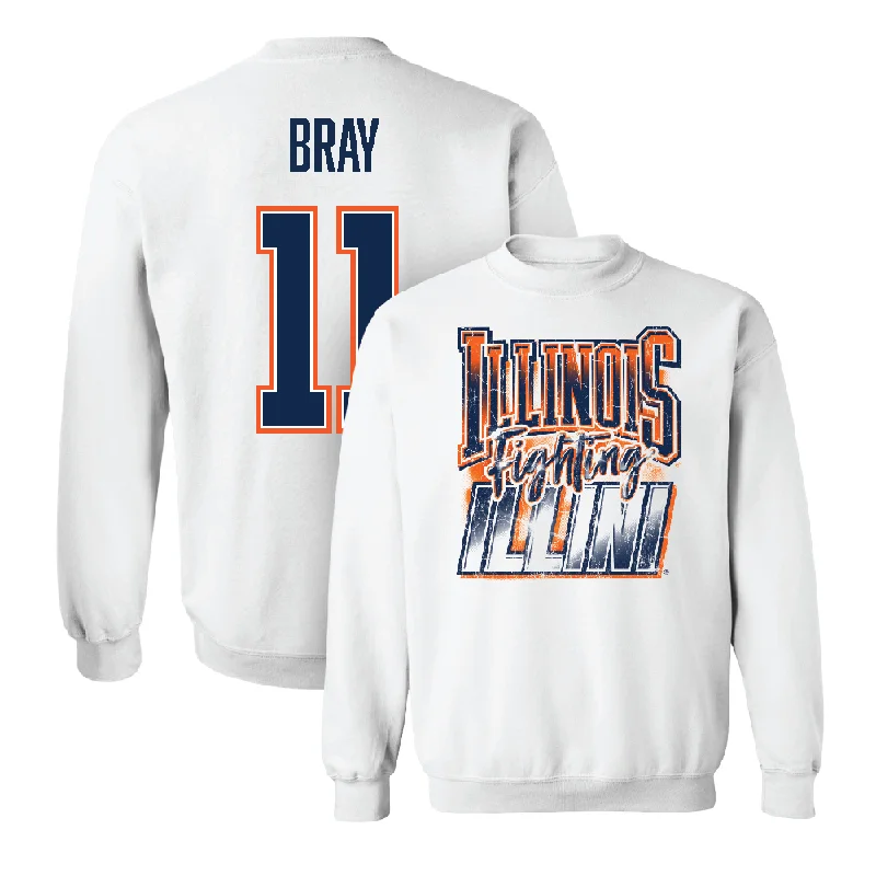 Stylish long sleeve tees for casual fashion-White Illinois Graphic Crew    - Alexander Bray