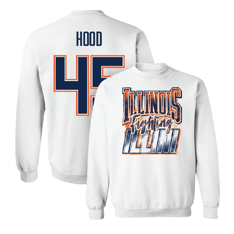 Soft long sleeve shirts with a cozy fleece lining-White Illinois Graphic Crew    - Malachi Hood