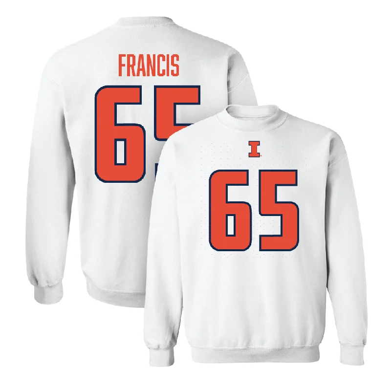 Long sleeve shirts with contrasting sleeves for modern fashion-White Illinois Player Crew     - Kellen Francis