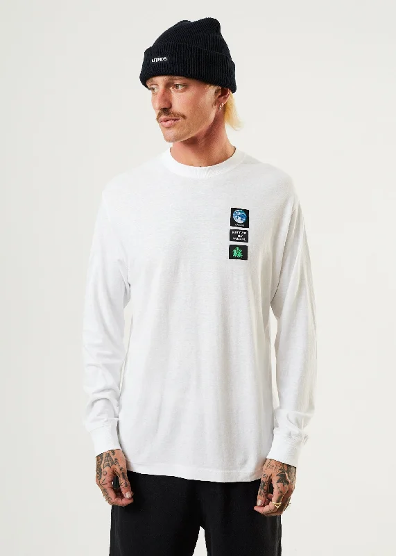 Stylish long sleeve shirts with unique patterns-AFENDS Mens Build It - Long Sleeve Graphic T-Shirt - White