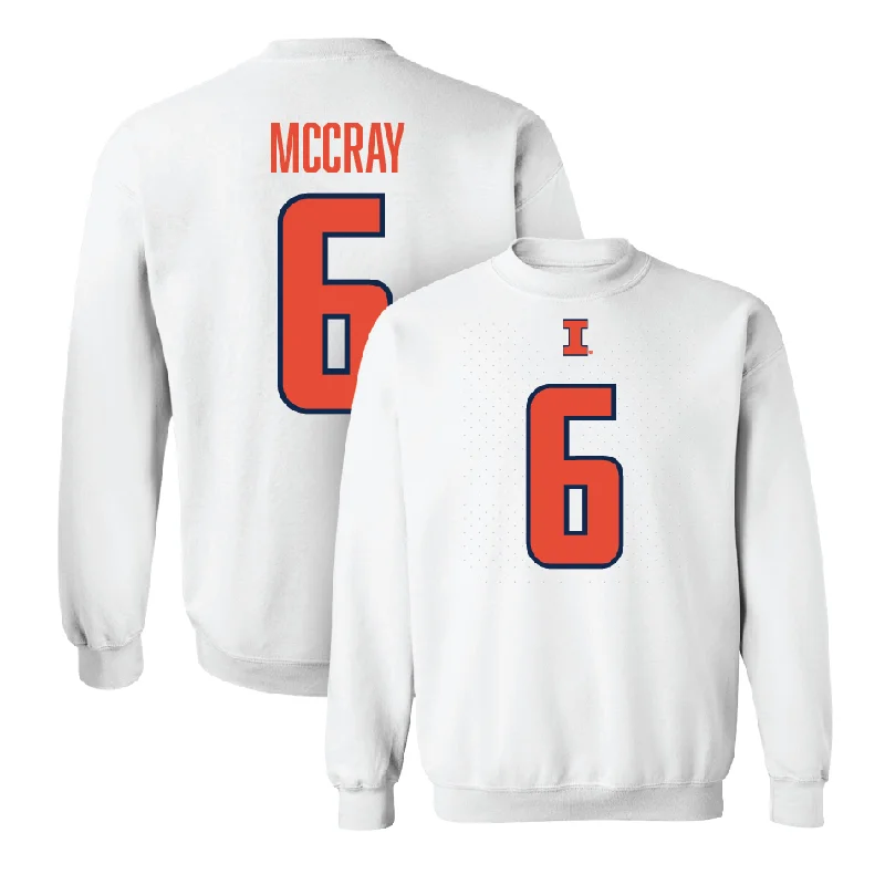 Custom long sleeve shirts for corporate branding-White Illinois Player Crew   - Josh McCray