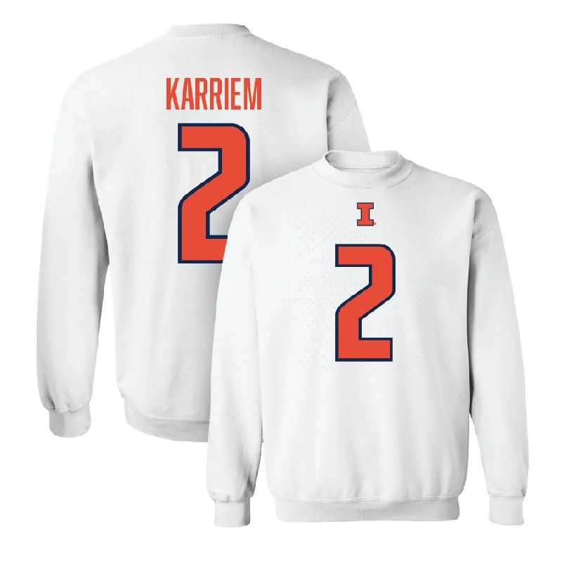 Long sleeve shirts with hoods for extra warmth-White Illinois Player Crew     - Saboor Karriem