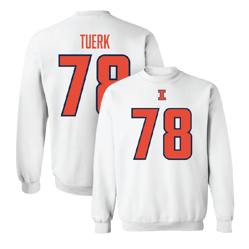 Comfortable long sleeve shirts with moisture-wicking fabric-White Illinois Player Crew   - Eddie Tuerk