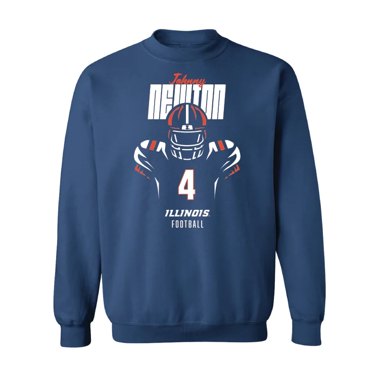 Custom long sleeve shirts for event giveaways and marketing-Navy Illinois Silhouette Crew - Johnny Newton #4