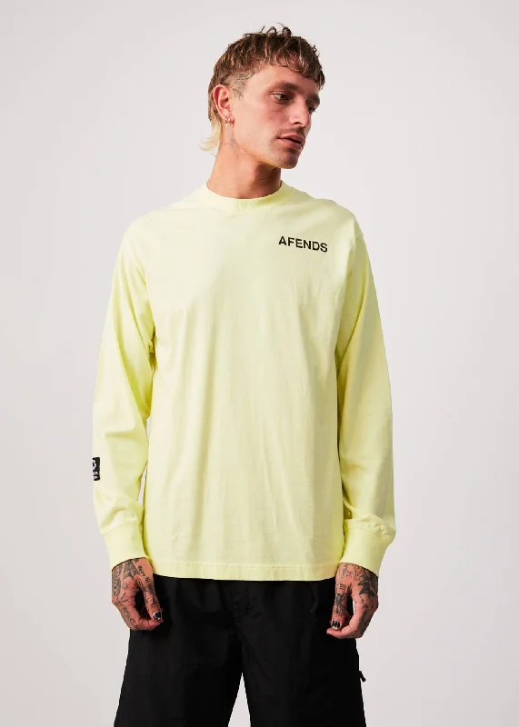 Comfortable long sleeve shirts for travel-AFENDS Mens Millions - Long Sleeve T-Shirt - Citron