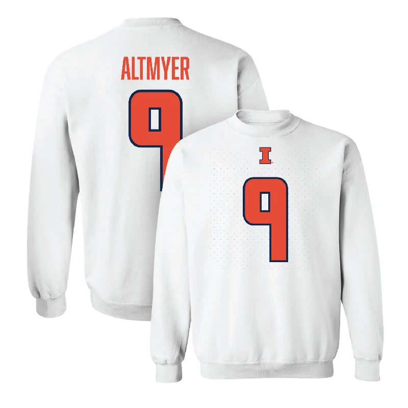 Custom long sleeve shirts for promotional events-White Illinois Shirsey Crew - Luke Altmyer #9