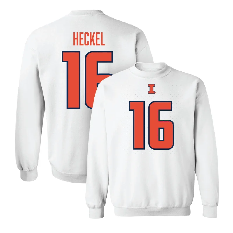 Long sleeve shirts for team uniforms and sports events-White Illinois Player Crew     - Tanner Heckel