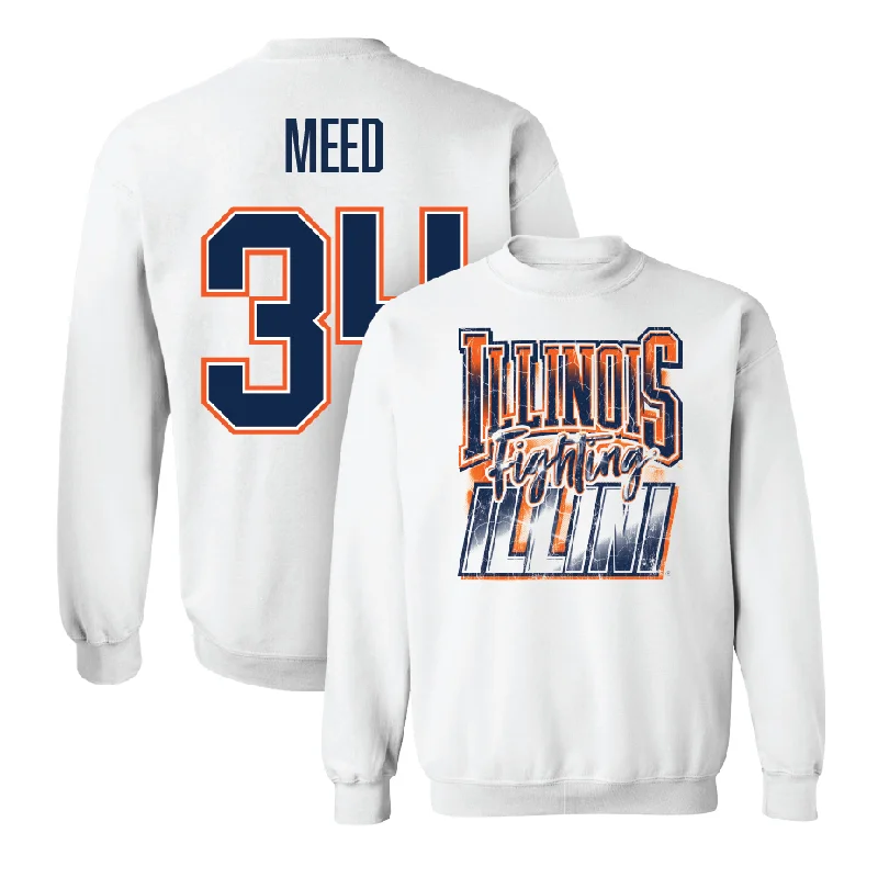 Long sleeve shirts with custom slogans for promotional use-White Illinois Graphic Crew    - Ryan Meed