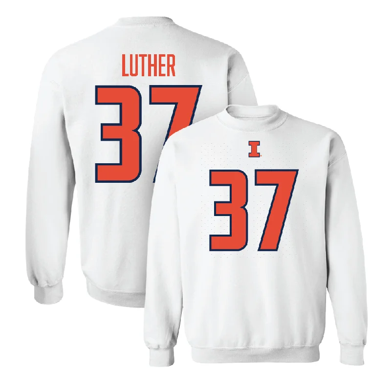 Long sleeve shirts with geometric patterns for trendy looks-White Illinois Player Crew     - Sage Luther