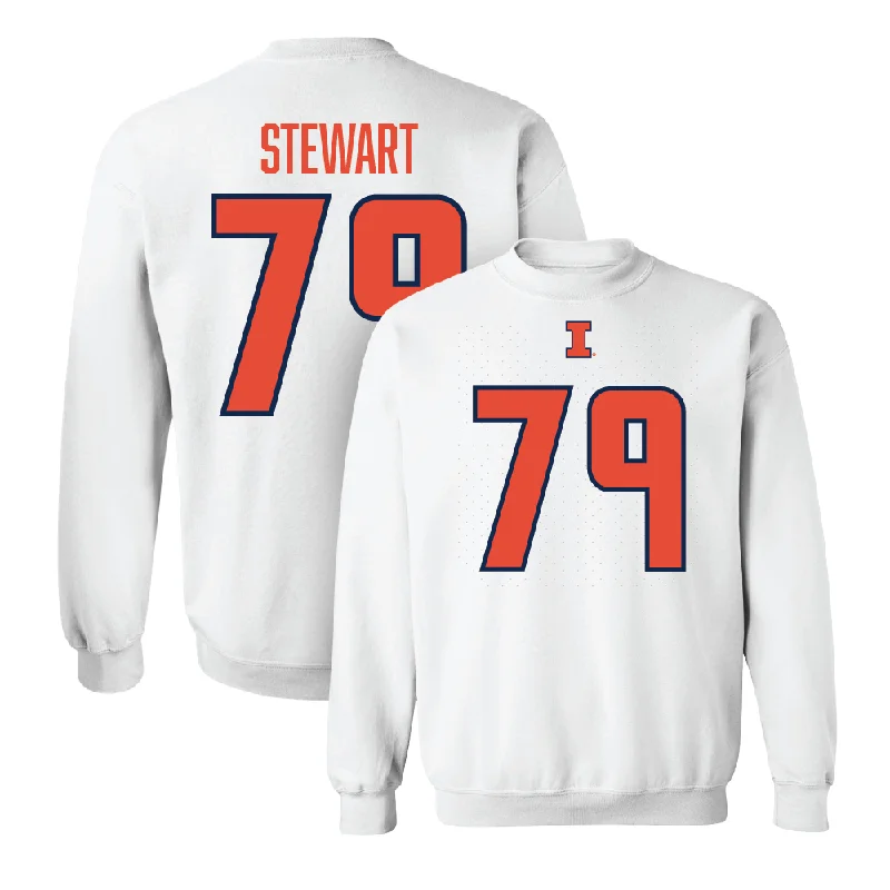 Long sleeve shirts with extra length for a modern, elongated look-White Illinois Player Crew     - Zafir Stewart