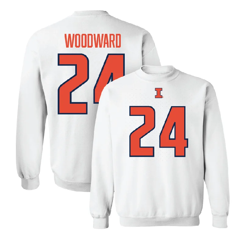 Best long sleeve shirts for casual wear-White Illinois Player Crew  - Vernon Woodward