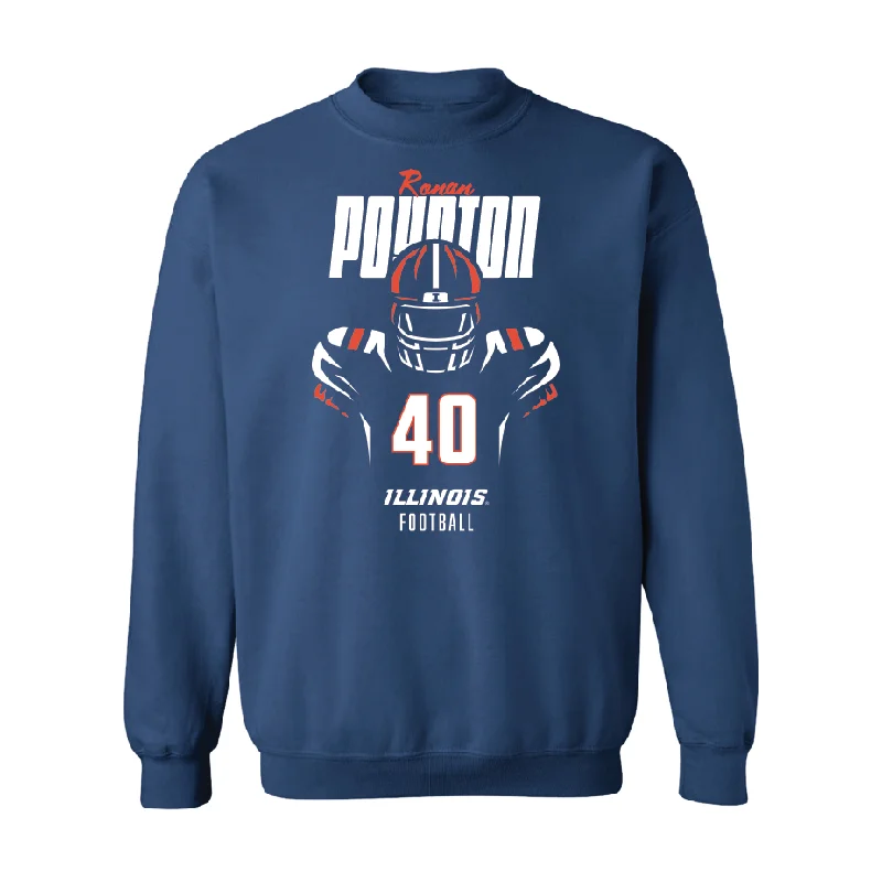 Custom long sleeve shirts with embroidered logos-Navy Illinois Silhouette Crew    - Ronan Poynton