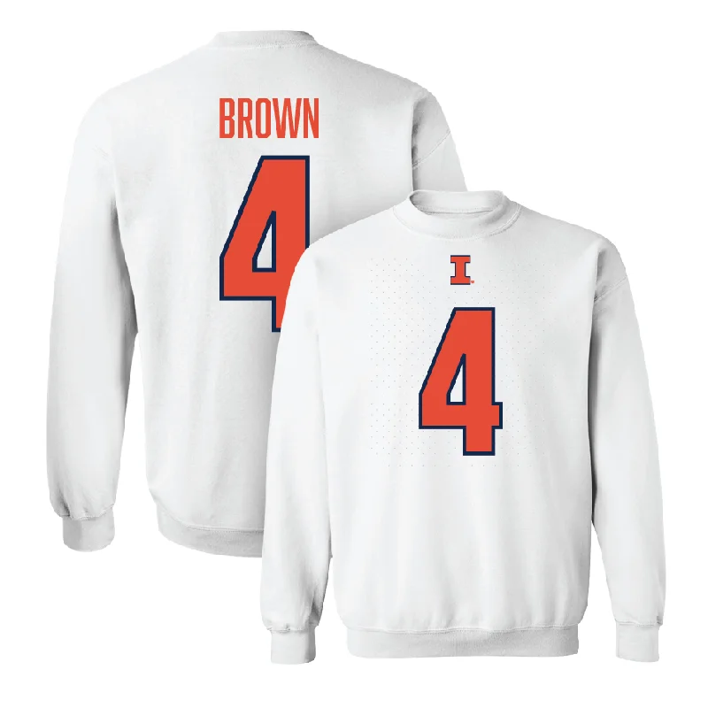 Stylish long sleeve shirts with artistic, hand-drawn designs-White Illinois Player Crew  - Daniel Brown