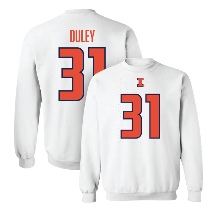 Stylish long sleeve tees for casual fashion-White Illinois Player Crew - Declan Duley #31