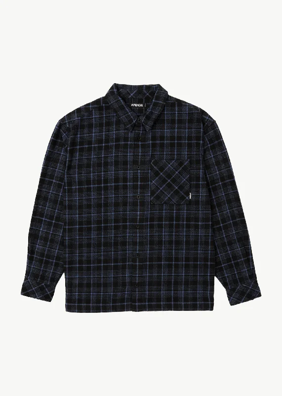 Soft cotton long sleeve shirts for a relaxed vibe-AFENDS Mens Questions - Flannel Shirt - Dusk Check