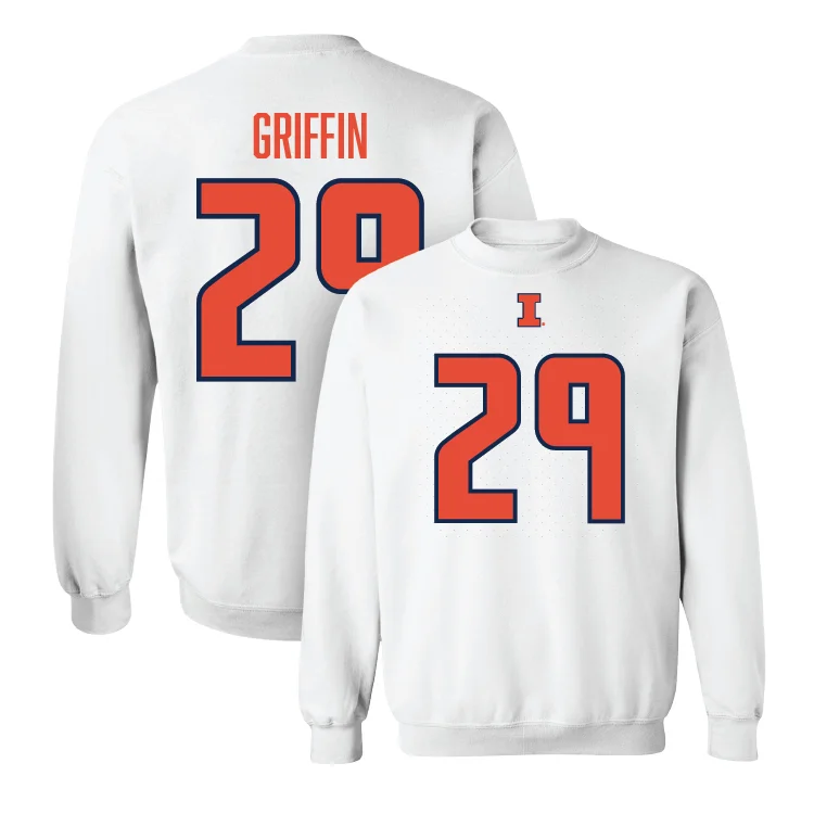 Custom long sleeve shirts for team uniforms-White Illinois Player Crew - Timothy Griffin Jr.  #29