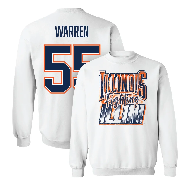 Long sleeve shirts for layering with jackets and coats-White Illinois Graphic Crew    - Jeremiah Warren