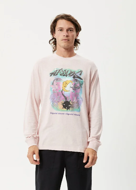 Long sleeve shirts with a stylish henley design-AFENDS Mens Liquid Haze - Long Sleeve Graphic T-Shirt - Lotus