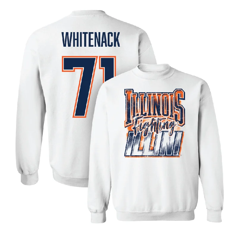 Custom long sleeve shirts with embroidered logos-White Illinois Graphic Crew    - Hunter Whitenack