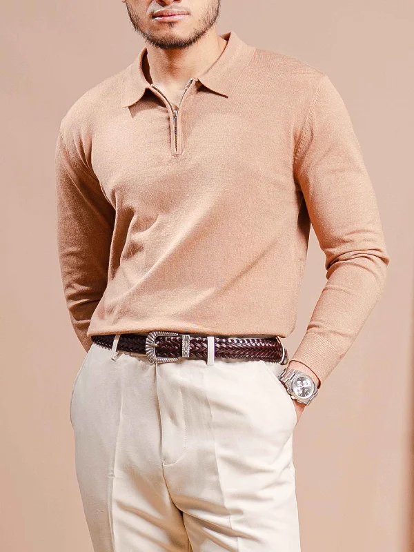 Long sleeve shirts with unique detailing for standout fashion-Milano Knit - Khakis Quarter-Zip