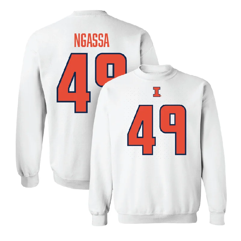 Soft long sleeve shirts with a vintage vibe-White Illinois Player Crew     - Harrysson Ngassa