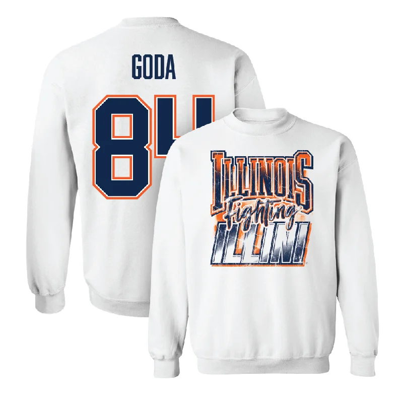 Warm long sleeve shirts for cooler weather-White Illinois Graphic Crew    - Carson Goda