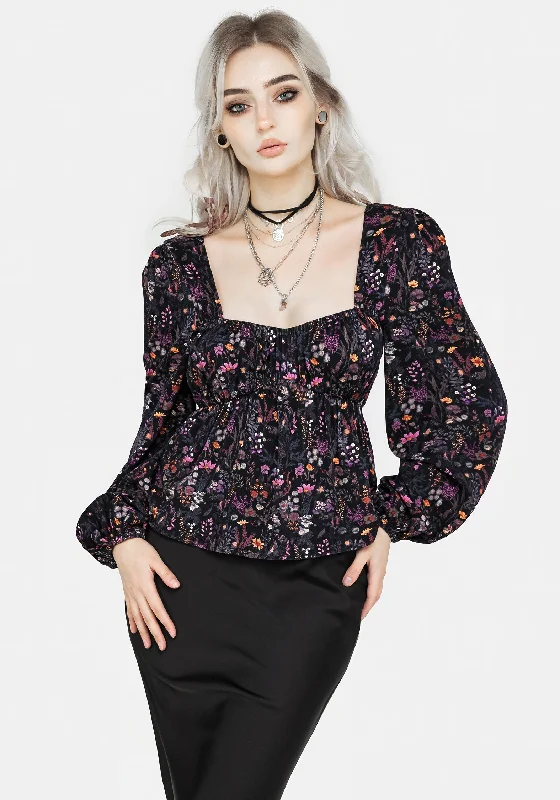 Comfortable long sleeve shirts with soft fabrics-Heliotrope Floral Top