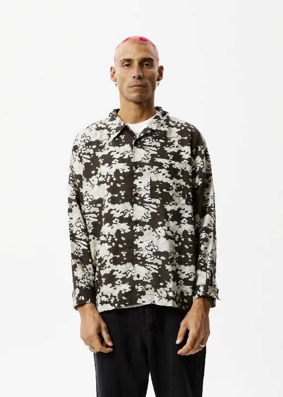 Performance long sleeve shirts for running and workouts-AFENDS Mens Jungle - Long Sleeve Shirt - Earth Camo